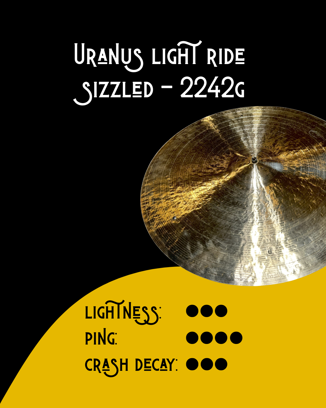 Uranus 22 inch Light Ride cymbal – 2242g